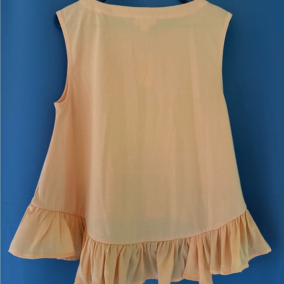 Anthropologie Maeve Light Orange Ruffle Hem Sleeveless Top - Size S - Picture 4 of 5